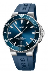 Oris Aquis Date 300 M - ∅43,50 mm, Esfera azul, correa de caucho azul