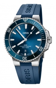 Oris Aquis Date 300 M - ∅41,5 mm, Esfera azul, correa de caucho azul