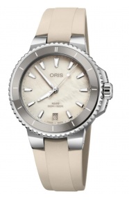 Oris Aquis Date 300 M - ∅36,50 mm, Esfera blanca, correa de caucho blanco