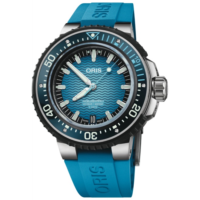 Oris Aquis Pro 4000 M - ∅49,50 mm, Esfera azul, correa de caucho azul
