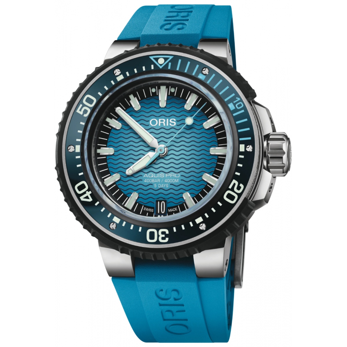 Oris Aquis Pro 4000 M - ∅49,50 mm, Esfera azul, correa de caucho azul