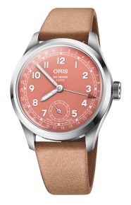 Oris Big Crown Pointer Date Calibre 403 50 M - ∅40 mm, Esfera roja, correa de piel marrón