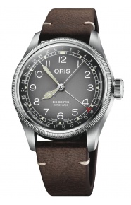 Oris Big Crown Cervo Volante 50 M - ∅38 mm, Esfera gris, correa de piel marrón
