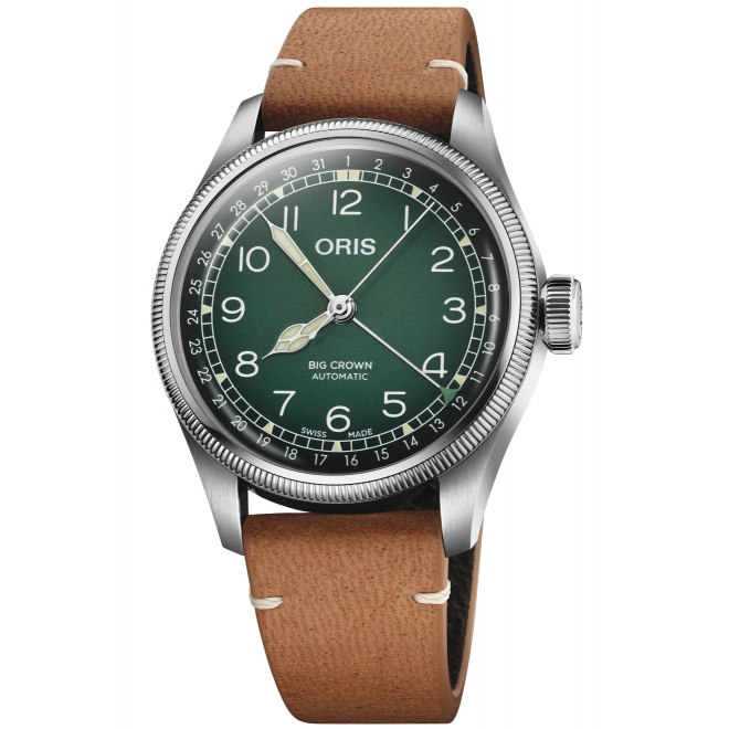 Oris Big Crown Cervo Volante 50 M - ∅38 mm, Esfera verde, correa de piel