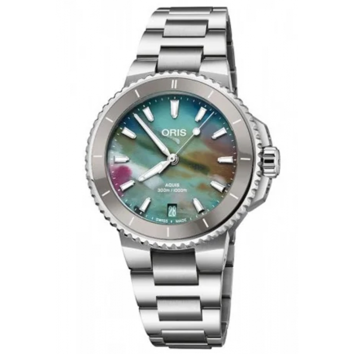 Oris Aquis Date Upcycle 300 M - ∅36,50 mm, Esfera multicolor, brazalete de acero