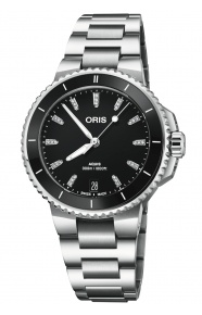 Oris Aquis Date Diamonds 300 M - ∅36,50 mm, Esfera negra, brazalete de acero