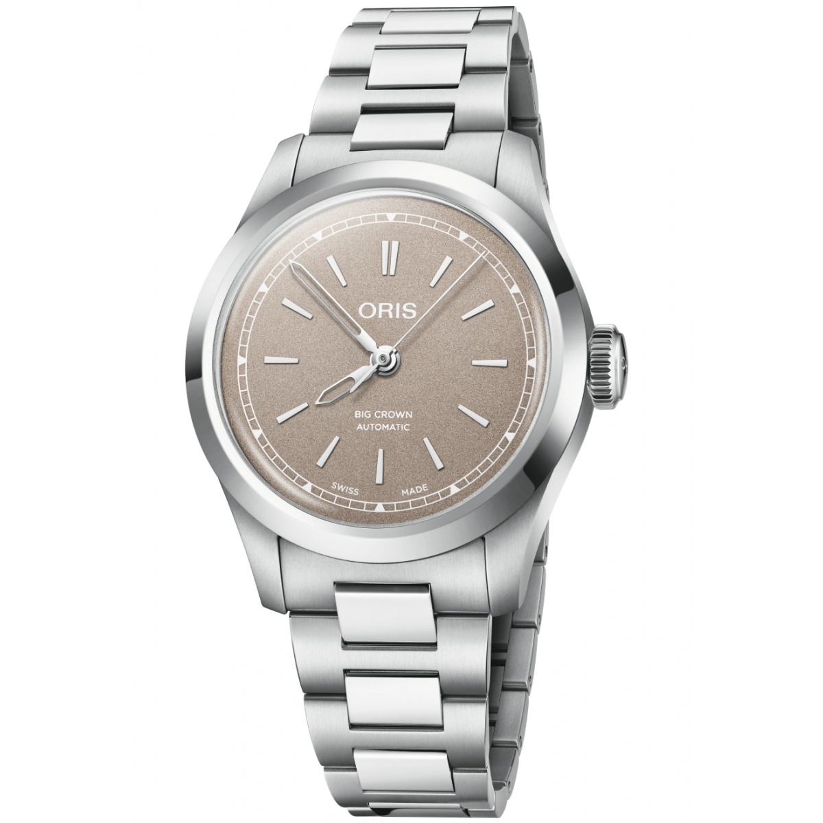 Oris Big Crown 50 M - ∅34 mm, Esfera castaña, brazalete de acero