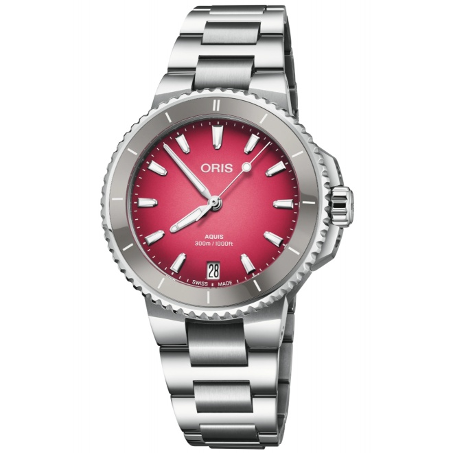 Oris Aquis Date Taste of Summer 300 M - ∅36,50 mm, Esfera roja, brazalete de acero