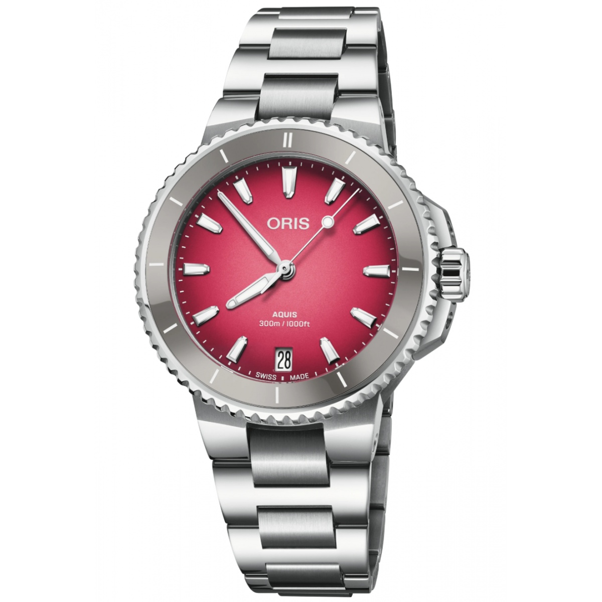 Oris Aquis Date Taste of Summer 300 M - ∅36,50 mm, Esfera roja, brazalete de acero