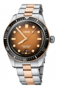 Oris Divers Sixty-Five Date 100 M - ∅41 mm, Esfera castaña, brazalete de bronce