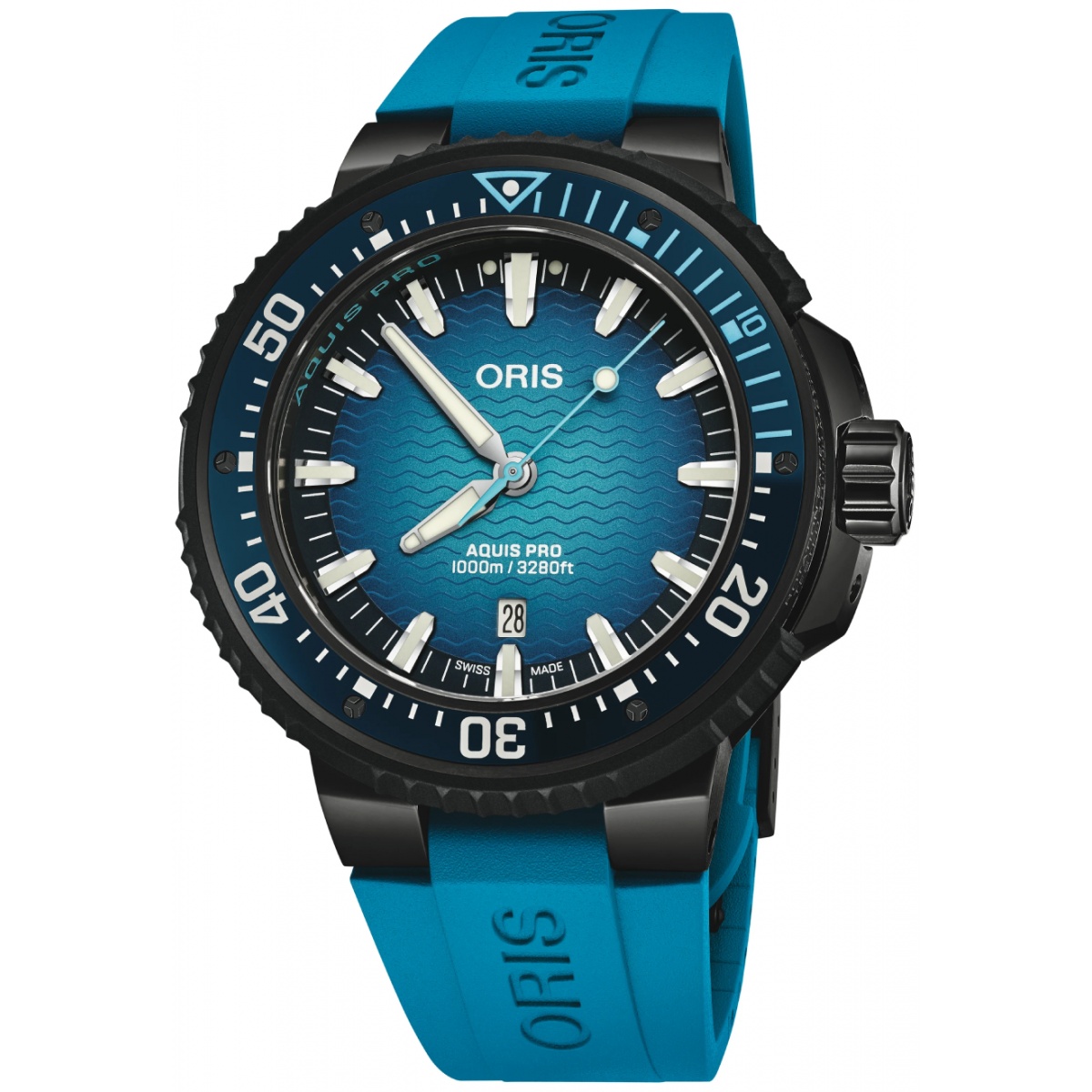 Oris Aquis Pro 1000 M - ∅49,50 mm, Esfera azul, correa de caucho azul