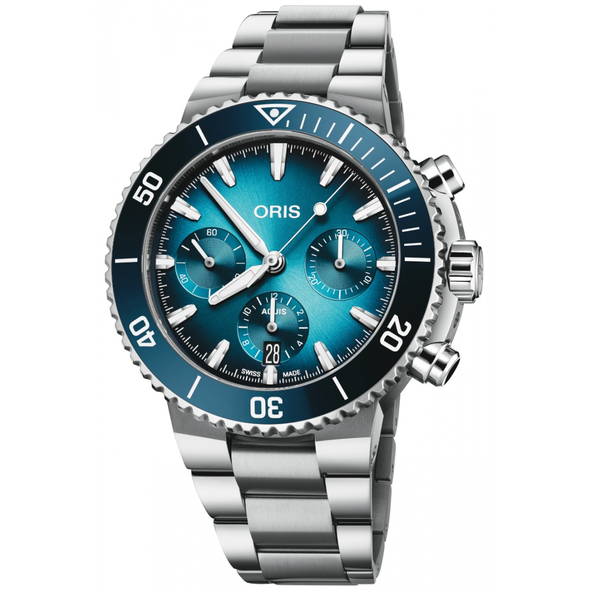Oris Aquis Chronograph 300 M - ∅43,50mm, Esfera azul, brazalete de acero