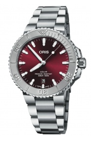 Oris Aquis Date Relief 300 M - ∅43,5 mm, Esfera roja, brazalete de acero