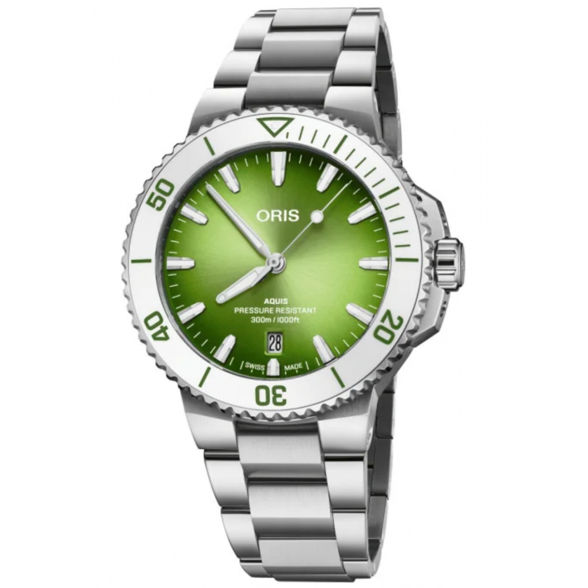 Oris Aqui Date Taste of Summer 300 M - ∅43,50 mm, Esfera verde, brazalete de acero