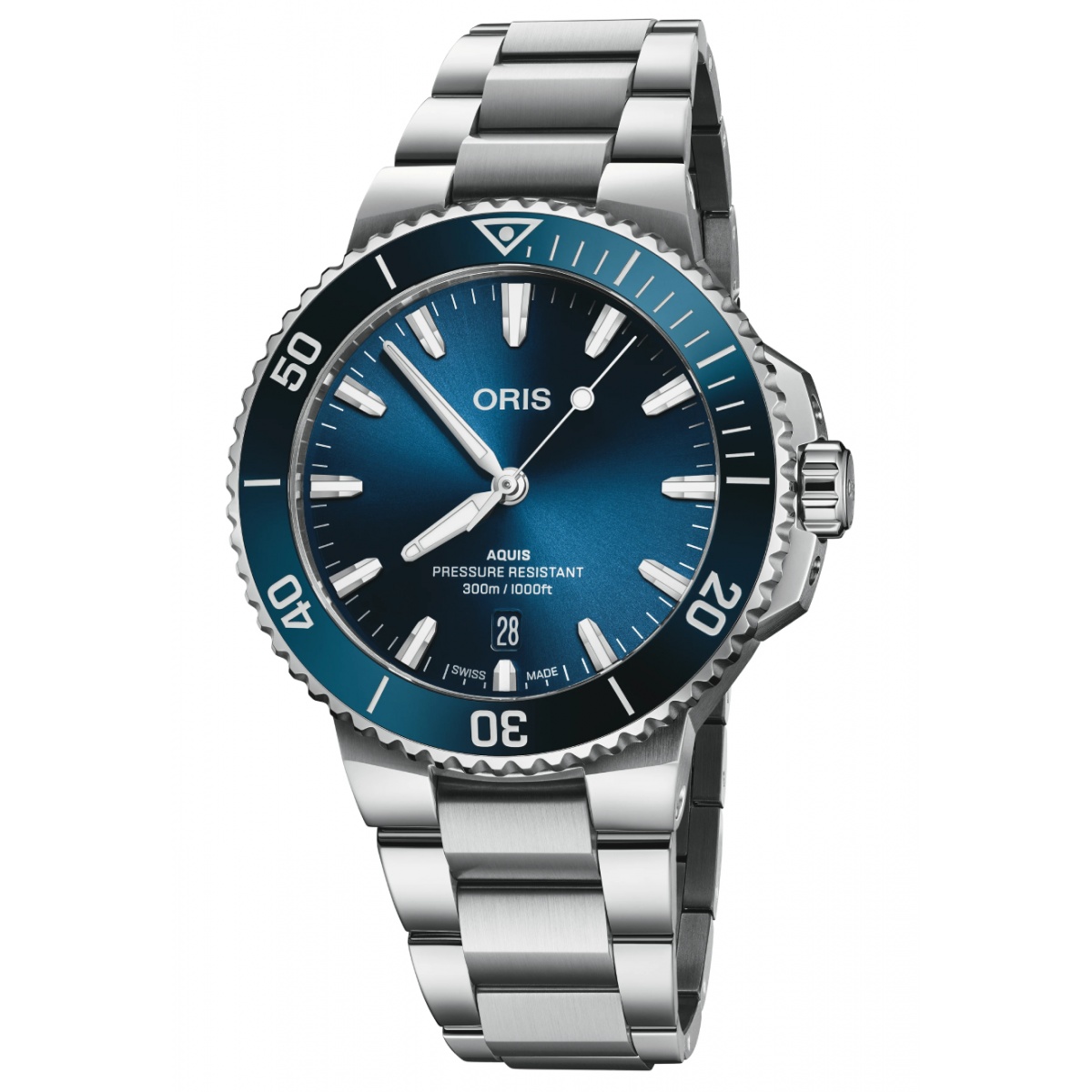 Oris Aquis Date 300 M - ∅41,50 mm, Esfera azul, brazalete de acero