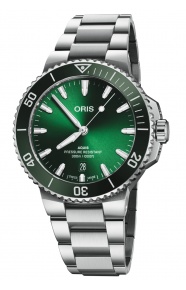 Oris Aquis Date 300 M - ∅41,50 mm, Esfera verde, brazalete de acero