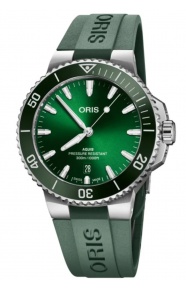 Oris Aquis Date 300 M - ∅41,50 mm, Esfera verde, correa de caucho verde