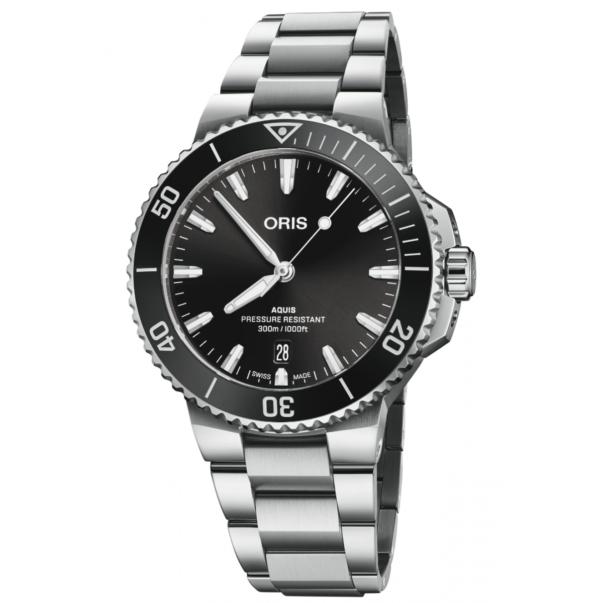 Oris Aquis Date 300 M - ∅41,50 mm, Esfera negra, brazalete de acero