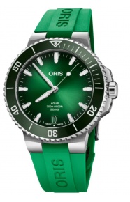 Oris Aquis Date Calibre 400 300 M - ∅43,50 mm, Esfera verde, correa de caucho verde