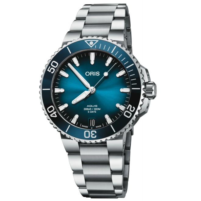 Oris Aquis Date Calibre 400 300 M - ∅41,50 mm, Esfera azul, brazalete de acero