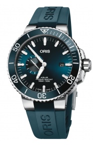 Oris Aquis Small Second Date 500 M - ∅45,50 mm, Esfera azul, correa de caucho azul