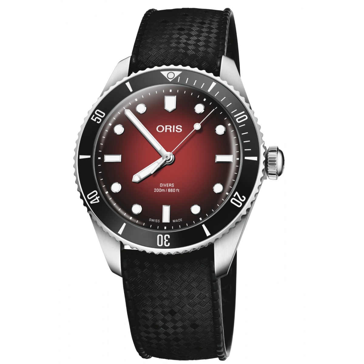 Oris X Red Bar Limited Edition II 200 M - ∅439 mm, Esfera roja, correa de caucho, pulsera de metal adicional