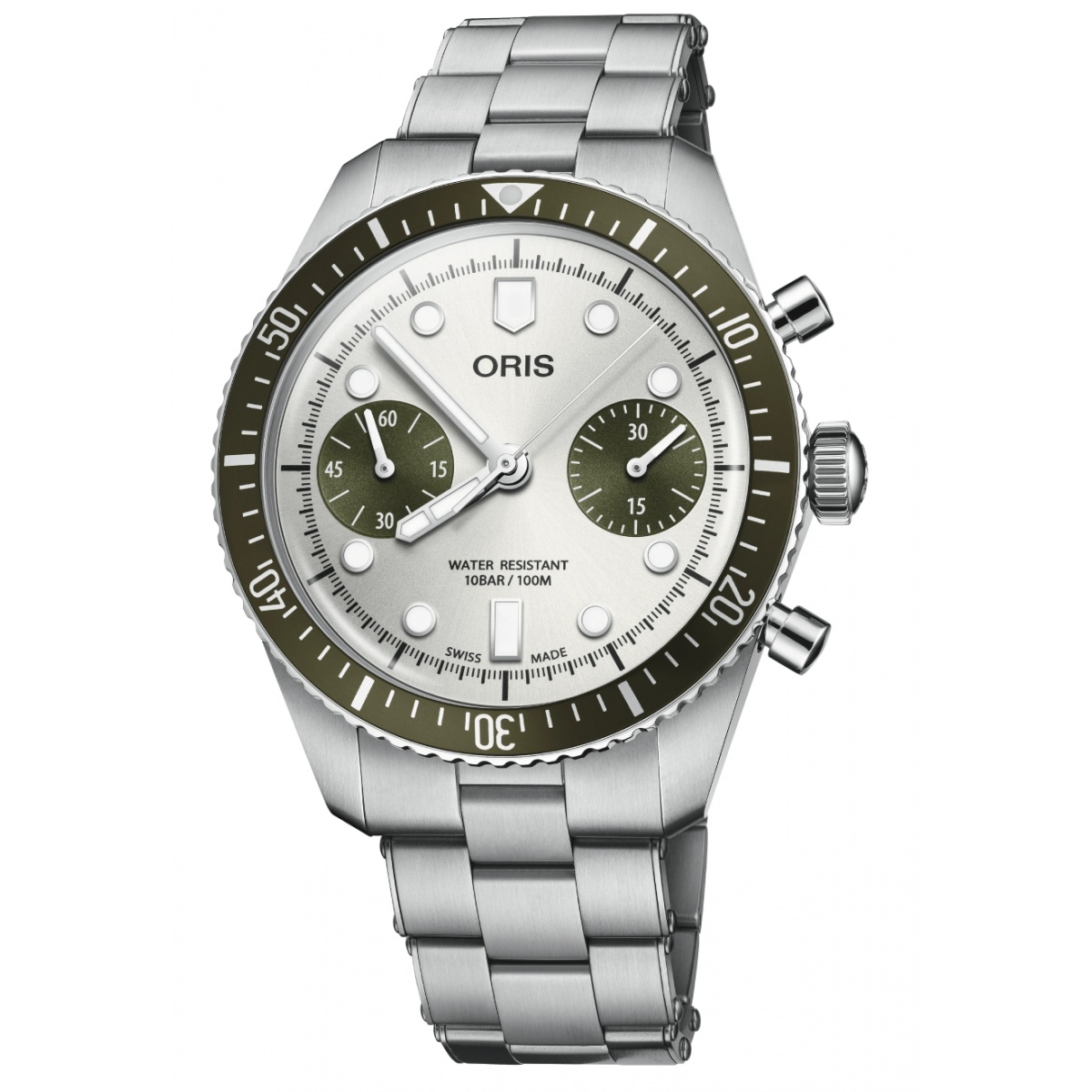 Oris Divers Sixty‑Five Chronograph 100 M - ∅40 mm, Esfera gris, brazalete de acero