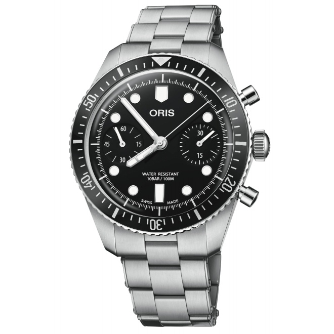 Oris Divers Sixty‑Five Chronograph 100 M - ∅40 mm, Esfera gris, brazalete de acero
