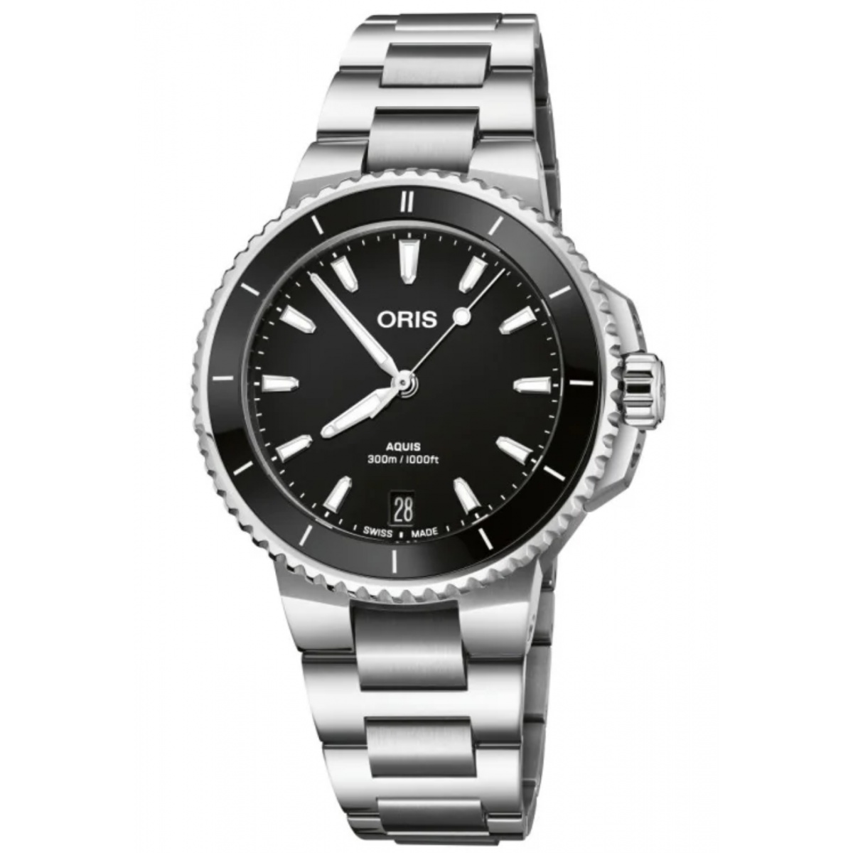 Oris Aquis Date 300 M - ∅36,50 mm, Esfera negra, brazalete de acero