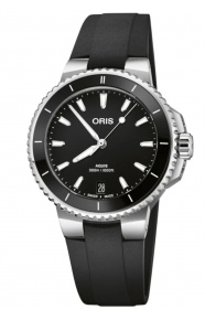 Oris Aquis Date 300 M - ∅36,50 mm, Esfera gnegraris, correa de caucho negra