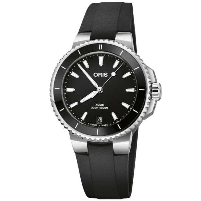 Oris Aquis Date 300 M - ∅36,50 mm, Esfera gnegraris, correa de caucho negra