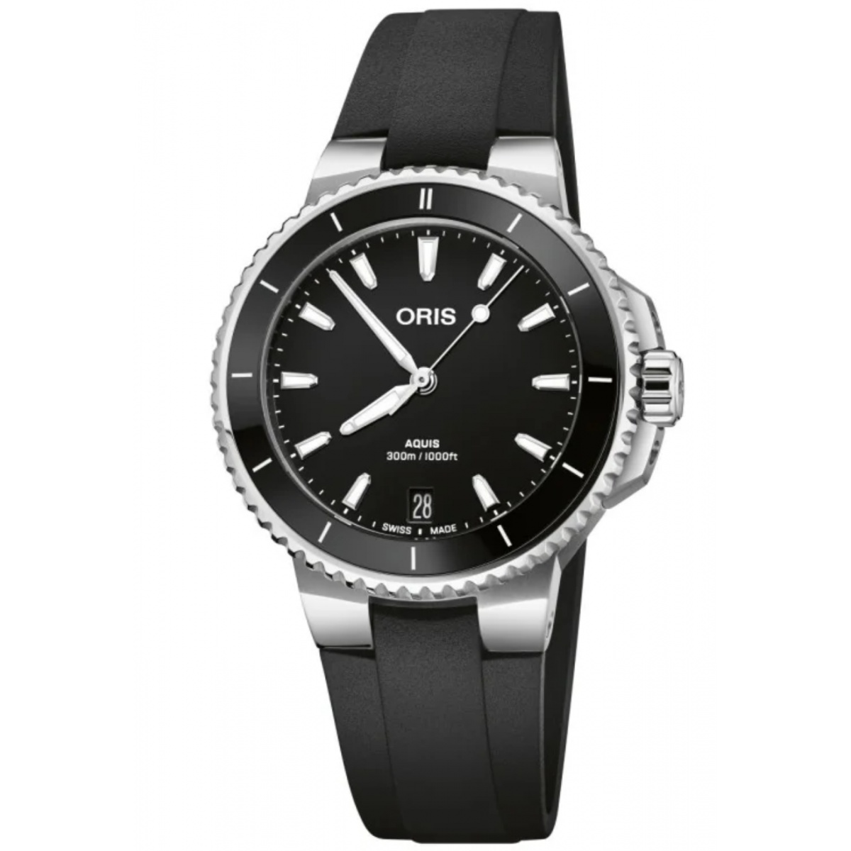 Oris Aquis Date 300 M - ∅36,50 mm, Esfera gnegraris, correa de caucho negra