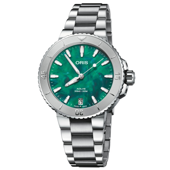 Oris Aquis X Bracenet 300 M - ∅36,50 mm, Esfera verde, brazalete de acero