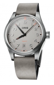 Oris Propilot Date 100 M - ∅41 mm, Esfera gris, correa de piel