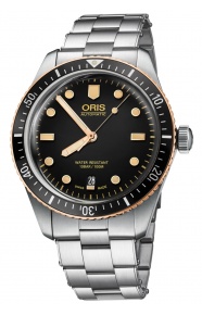 Oris Divers Sixty‑Five 100 M - ∅40 mm, Esfera negra, brazalete de acero