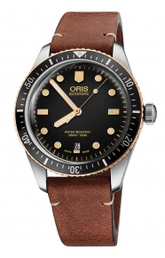 Oris Divers Sixty‑Five 100 M - ∅40 mm, Esfera negra, correa de piel