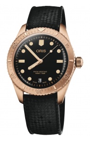 Oris Divers Sixty‑Five Date 100 M - ∅38 mm, Esfera negra, correa de caucho negra