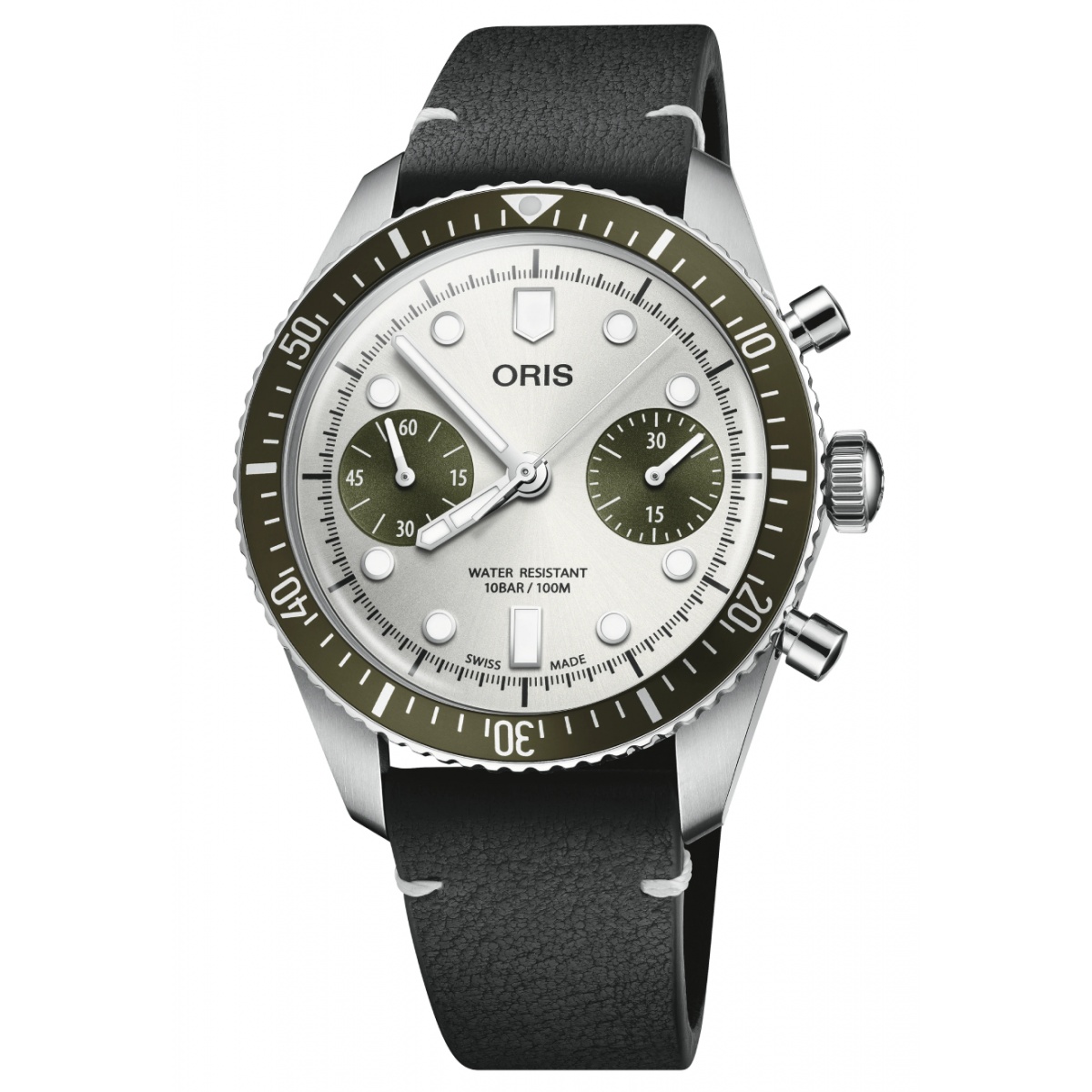 Oris Divers Sixty‑Five Chronograph 100 M - ∅40 mm, Esfera gris, correa de piel