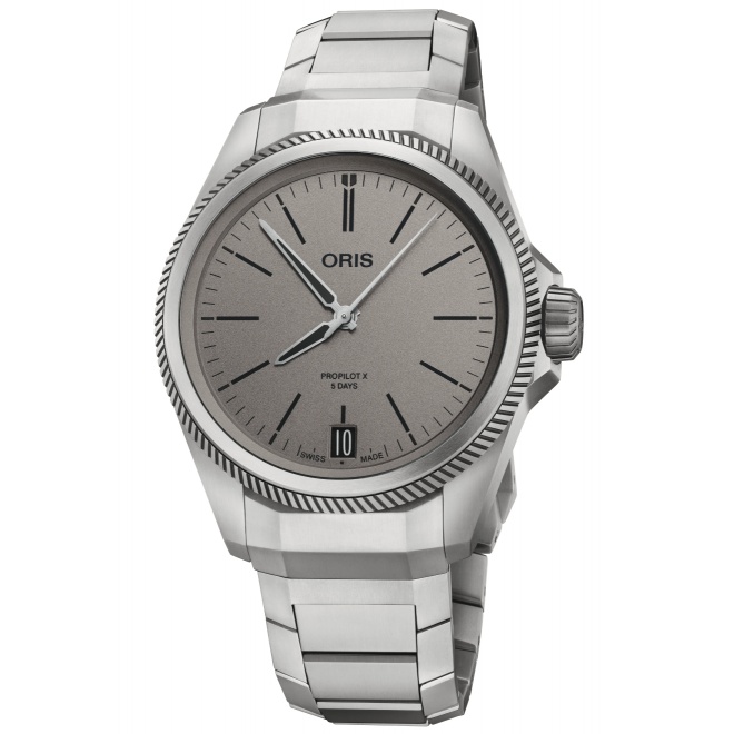 Oris ProPilot X Calibre 400 100 M - ∅39 mm, Esfera gris, brazalete de titanio