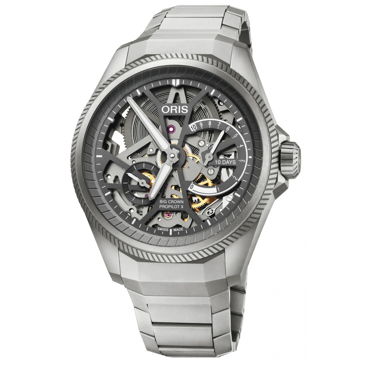 Oris ProPilot X Calibre 115 100 M - ∅44 mm, Esfera gris, brazalete de titanio