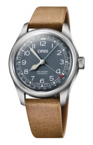Oris Big Crown Pointer Date 50 M - ∅40 mm, Esfera azul, correa de piel marrón