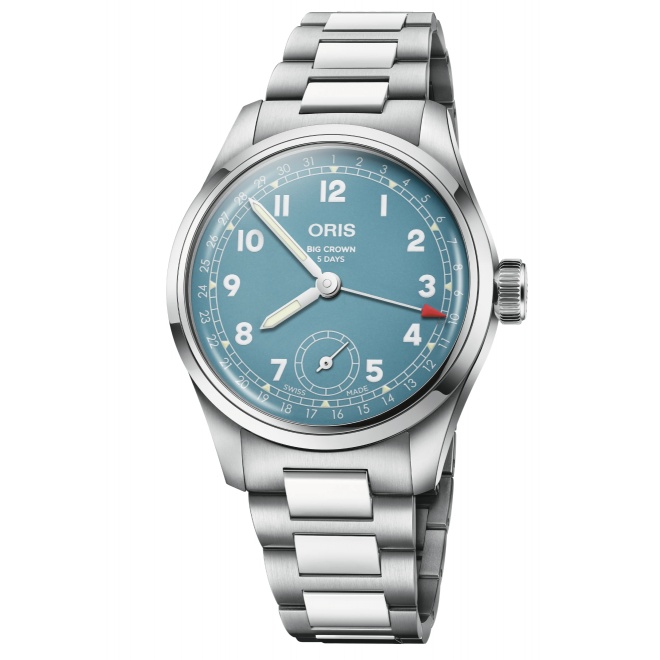 Oris Big Crown Pointer Date Calibre 473 50 M - ∅38 mm, Esfera azul, brazalete de acero