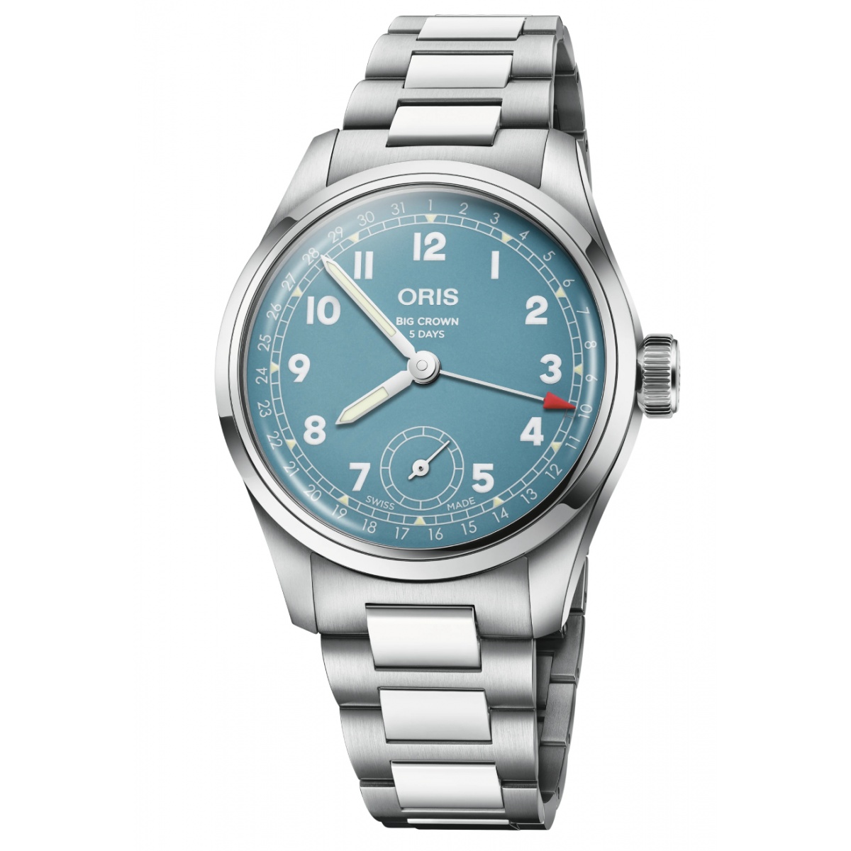 Oris Big Crown Pointer Date Calibre 473 50 M - ∅38 mm, Esfera azul, brazalete de acero