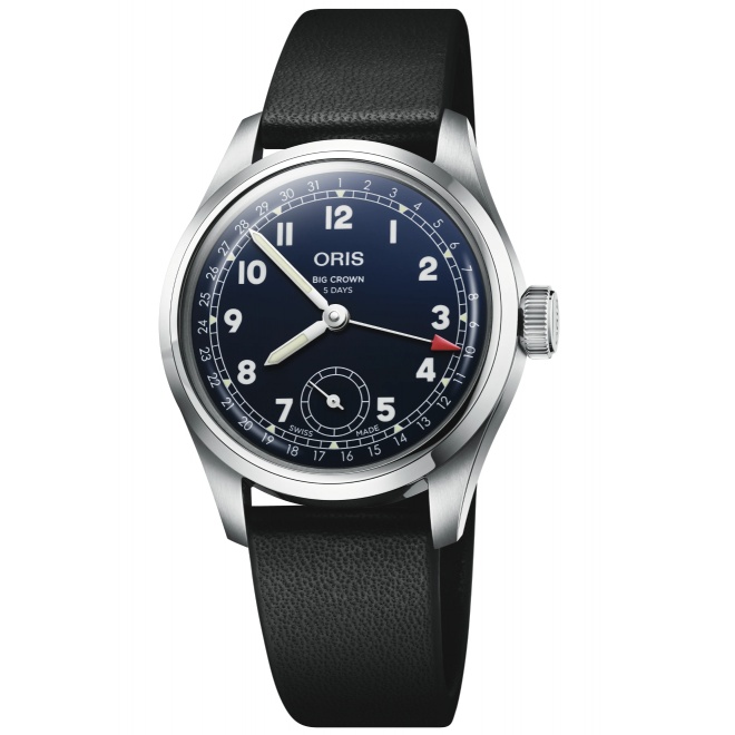 Oris Big Crown Pointer Date Calibre 403 50 M - ∅38 mm, Esfera azul oscuro, correa de piel