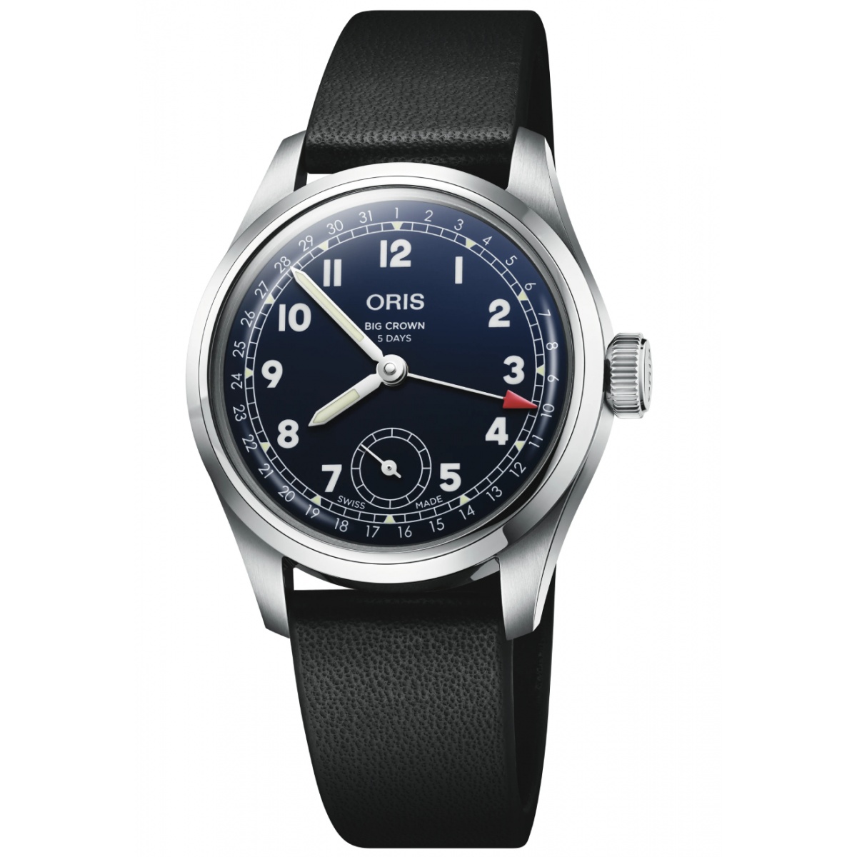 Oris Big Crown Pointer Date Calibre 403 50 M - ∅38 mm, Esfera azul oscuro, correa de piel