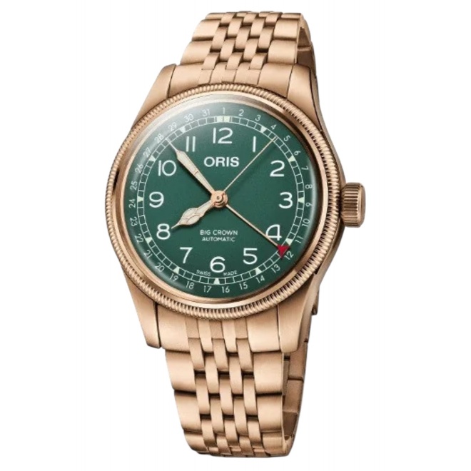 Oris Big Crown Bronze Pointer Date 50 M - ∅40 mm, Esfera verde, brazalete de bronce