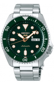 Seiko 5 Sports Automático ∅42,5 mm - 100M, Esfera verde indices dorados, bisel verde, brazalete de acero