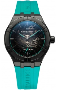 Maurice Lacroix Aikon Automatic Skeleton 45mm Label Noir - 10 ATM, Esfera negra, correa de caucho y correa de piel