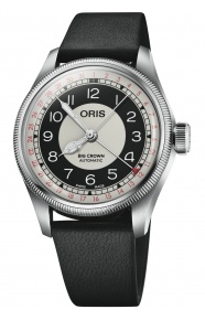 Oris Big Crown Pointer Date Bullseye 50 M - ∅38 mm, Esfera gris y negra, correa de piel negra
