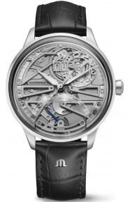 Maurice Lacroix 1975 Master Grand Date Retrograde ∅42 mm - 5 ATM, Esfera gris, correa de piel negra